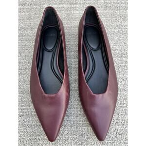 VINCE Isabel Pointed Toe Burgundy Leather Flats Women’s Size 6.5 US NEW